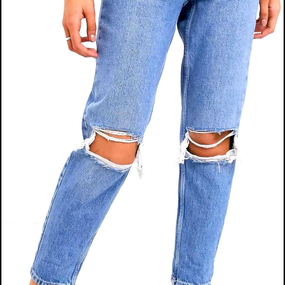 Topshop distressed high waist mom jean
